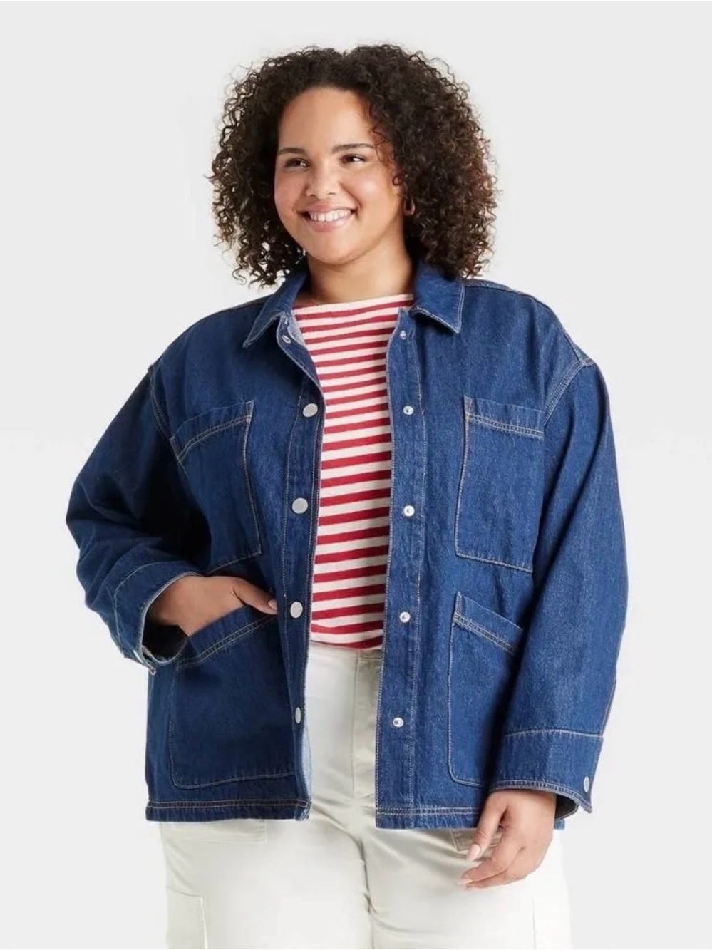 Universal Thread Dark Blue Denim Jacket with Patch Pockets Sz XXL